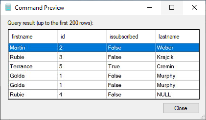 Amazon Redshift Source - Command Preview